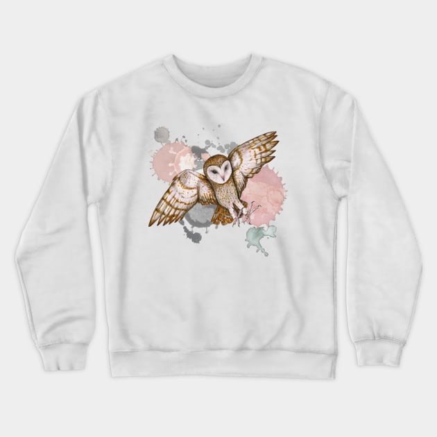 Attacking barn owl watercolor Crewneck Sweatshirt by Bwiselizzy